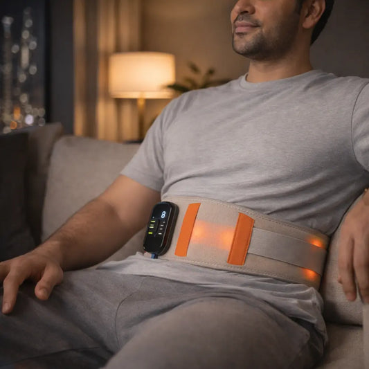ReliefBelt™ – حزام ذكي للحرارة والمساج ودعم أسفل الظهر