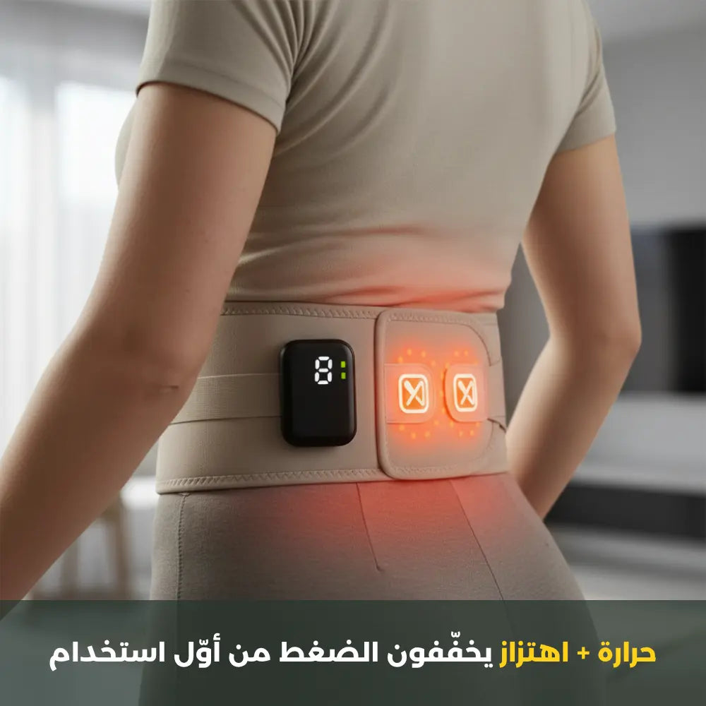 ReliefBelt™ – حزام ذكي للحرارة والمساج ودعم أسفل الظهر